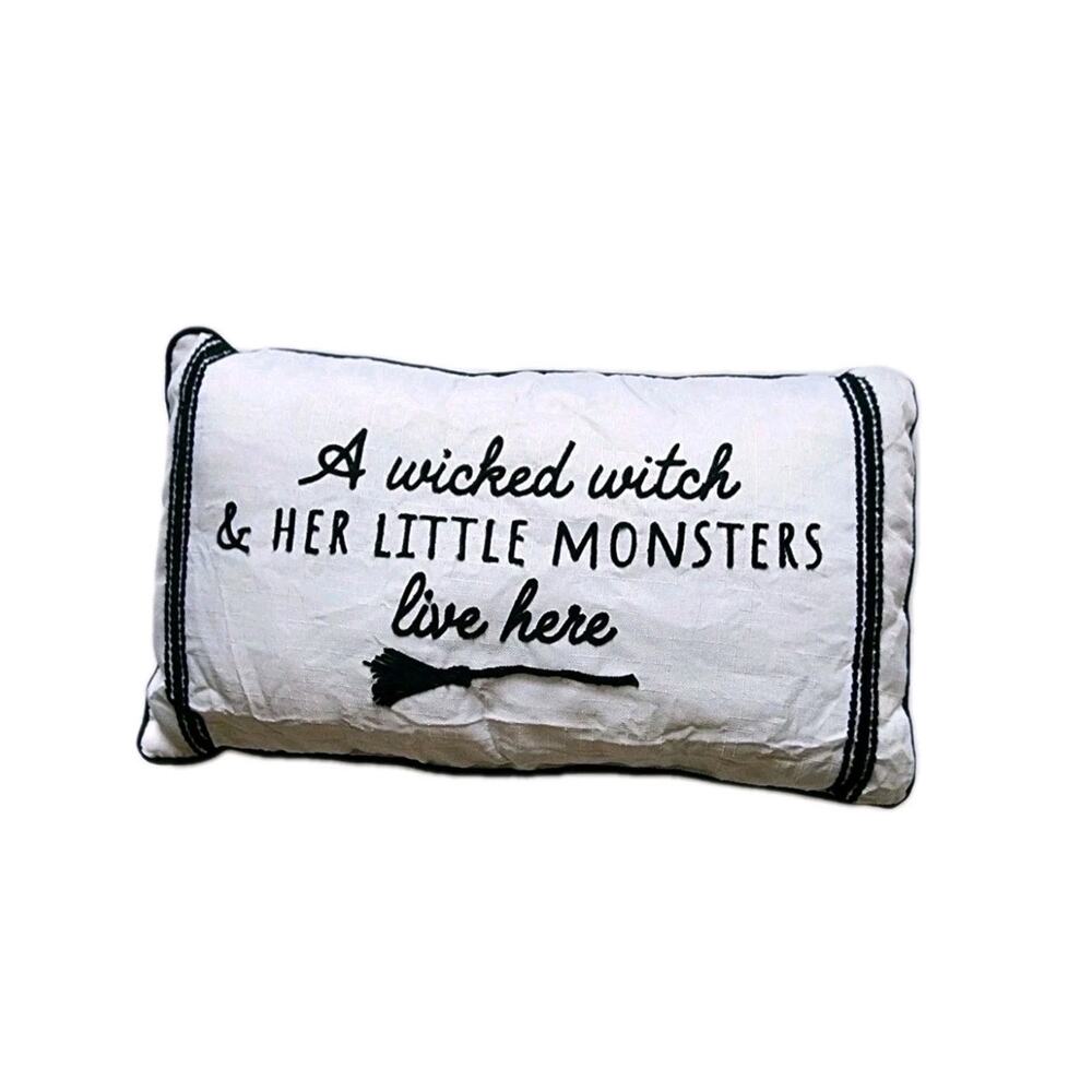 Halloween Home Of The Wicked Witch & Her Little Monsters 13x 23 " Throw Pillow